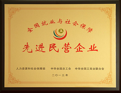 全國就業(yè)與社會(huì)保障先進(jìn)民營企業(yè)