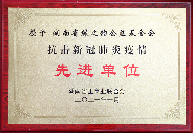 綠之韻公益基金會被湖南省工商聯(lián)授予“抗擊新冠肺炎疫情先進單位”稱號